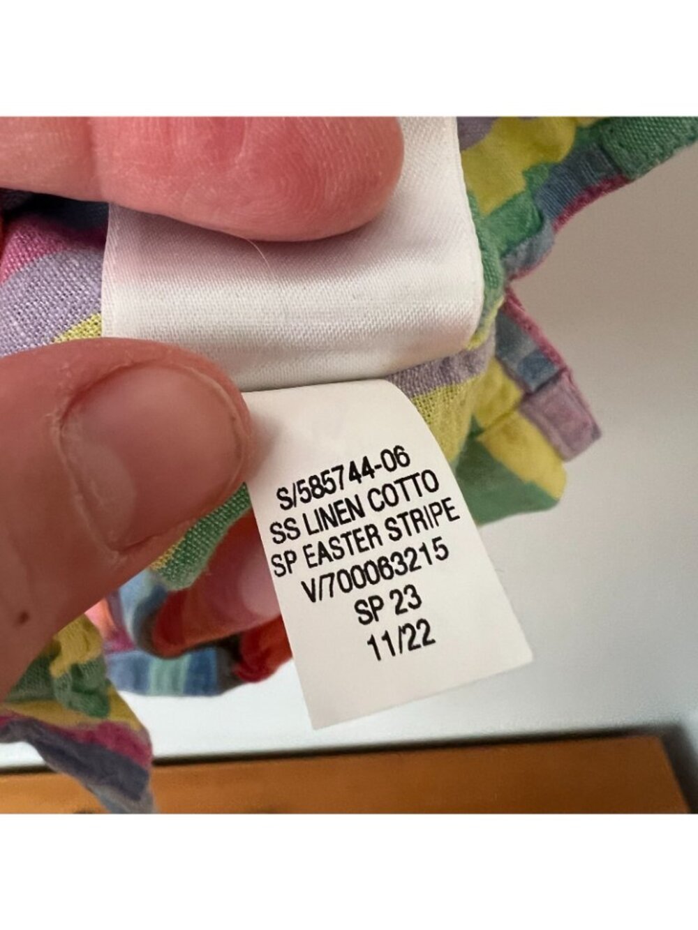 GAP Linen-Cotton Rainbow Striped Short Sleeve Button Up Shirt Men's Size L Tall - Picture 7 of 10